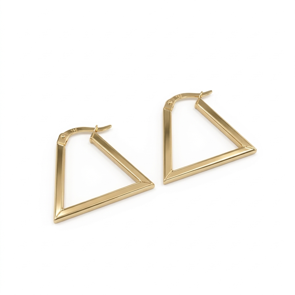 18k Gold 4 Sided Loop Earrings - 18k Gold Earrings - Embellish Gold Jewelry & Diamond