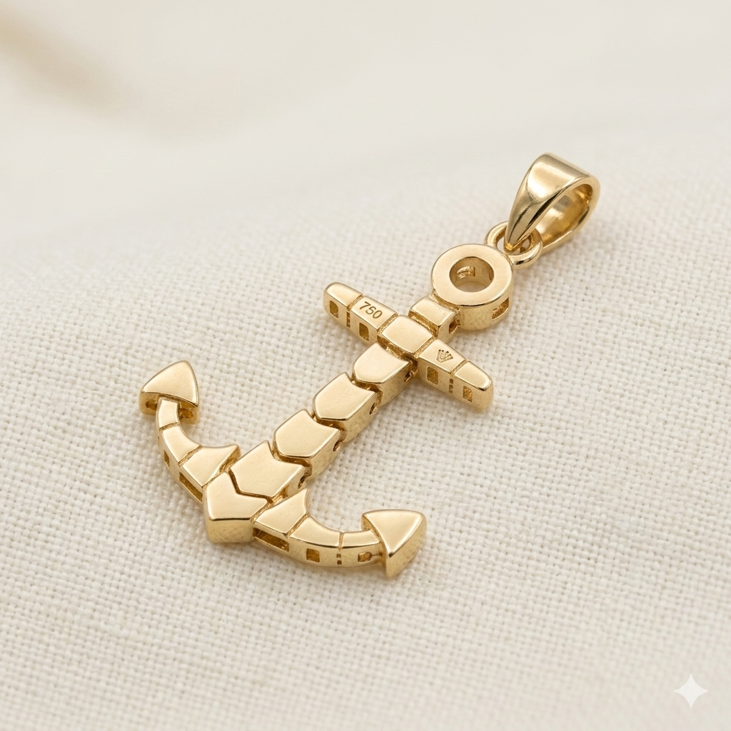 18k Gold Anchor Pendant - 18k Gold Pendant - Embellish Gold Jewelry & Diamond
