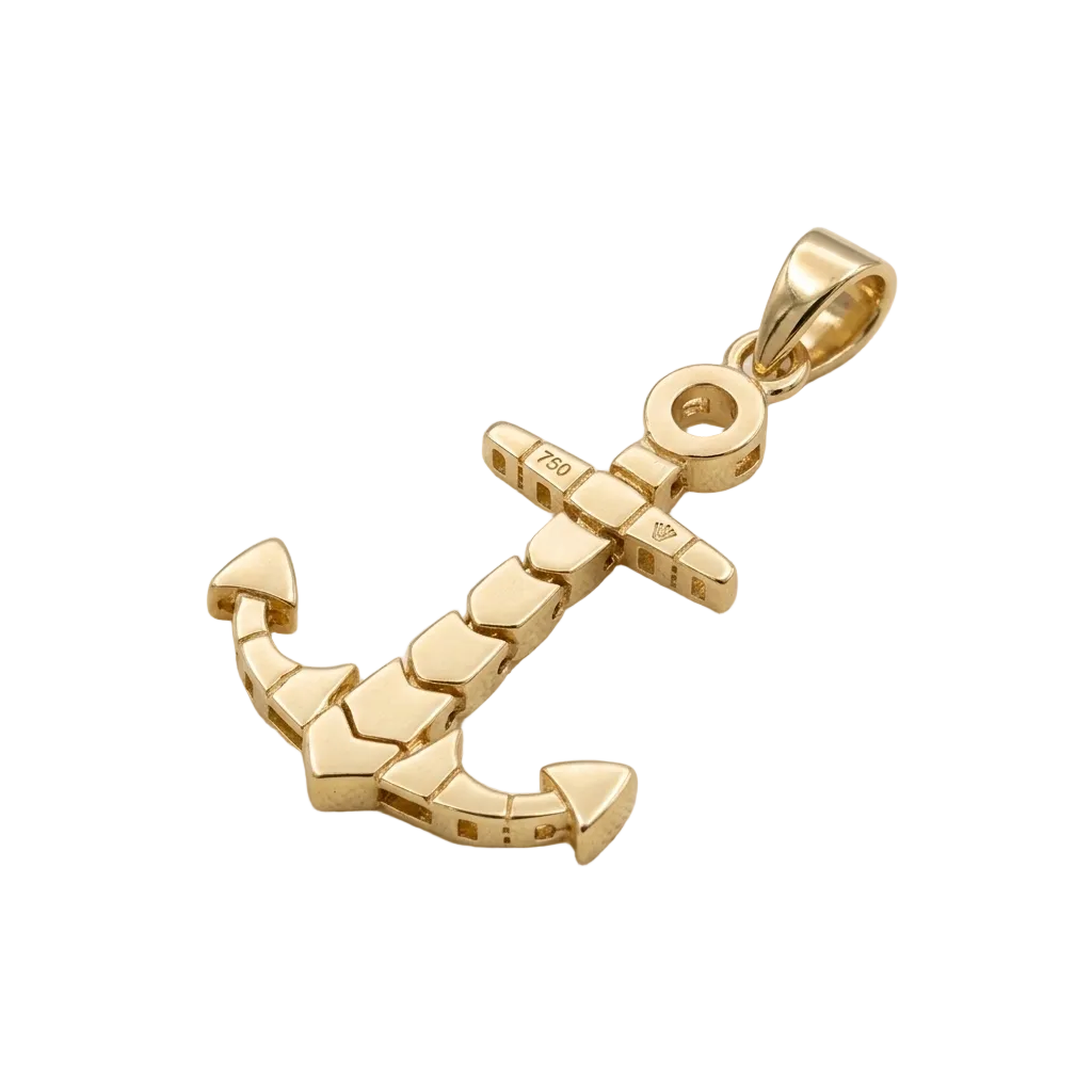 18k Gold Anchor Pendant - 18k Gold Pendant - Embellish Gold Jewelry & Diamond