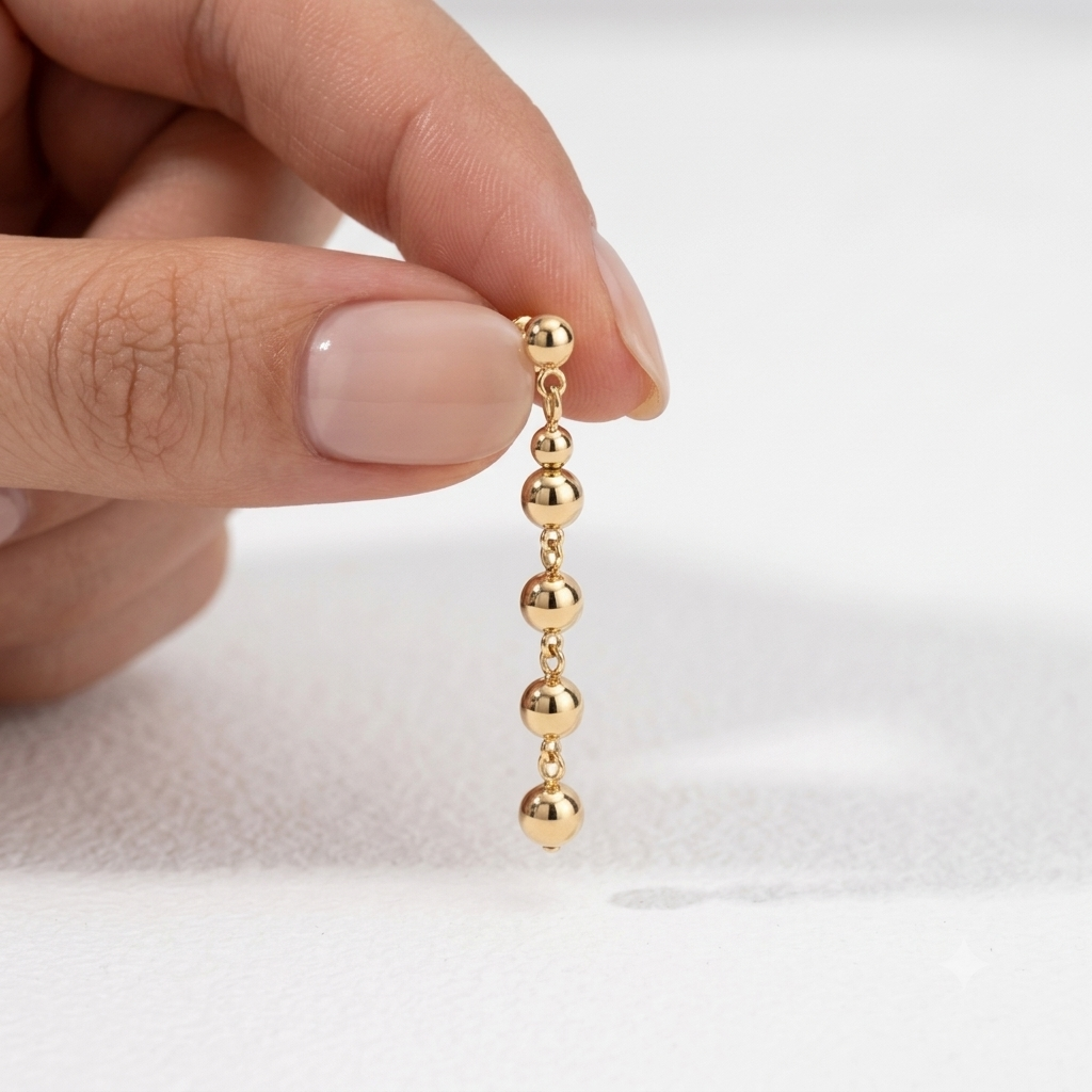18k Gold Ball Hanging Earrings