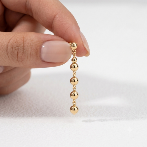 18k Gold Ball Hanging Earrings