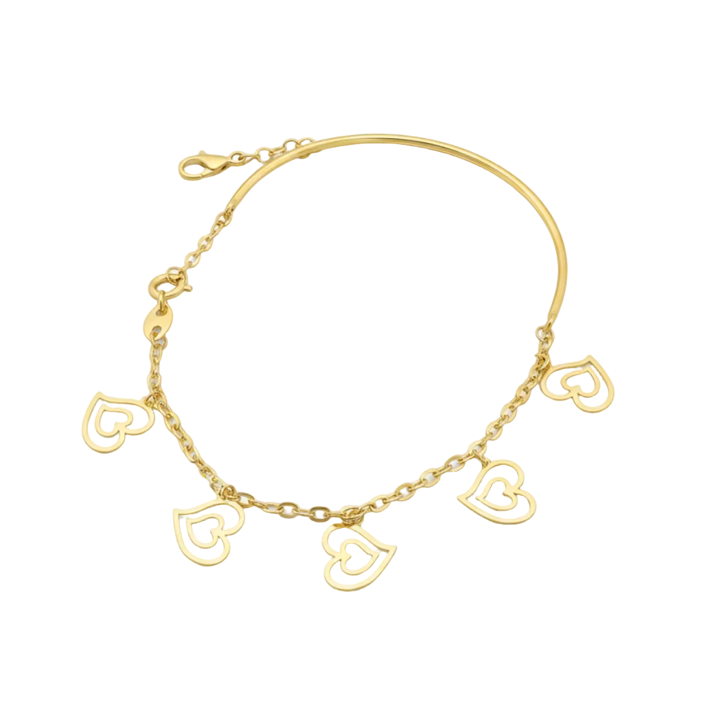 18K Real Gold Double Heart Kids Bracelet