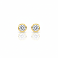 18k Gold Diamond Round Earrings