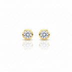 18k Gold Diamond Round Earrings