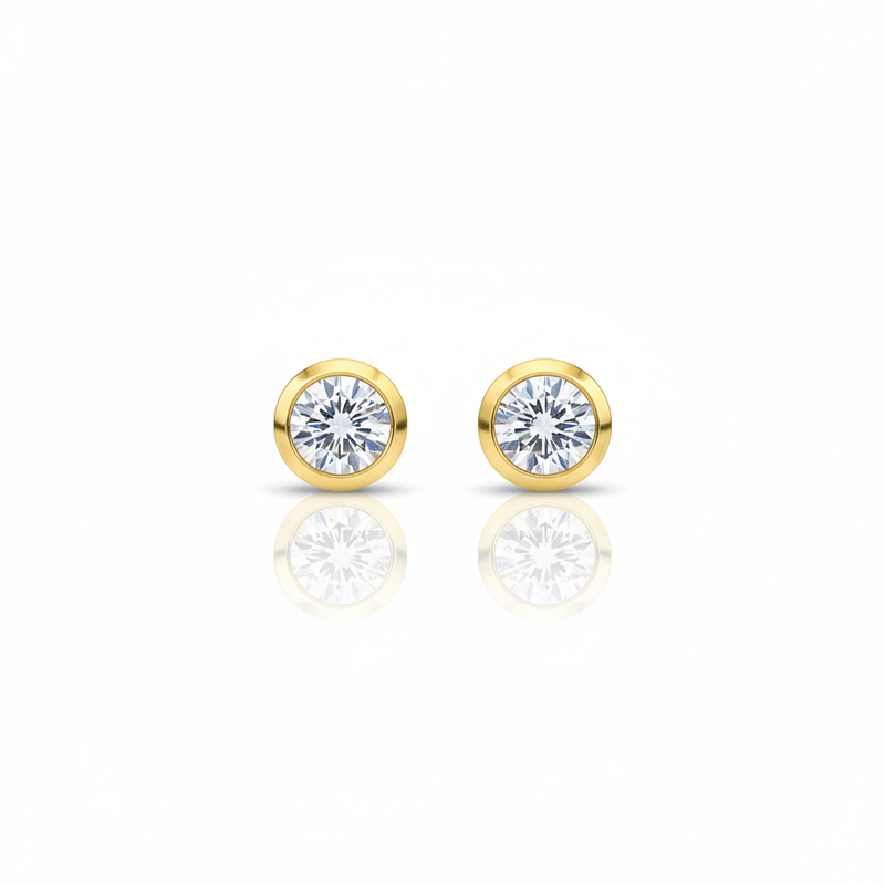 18k Gold Zircon Round Earrings - ad collection - Embellish Gold Jewelry & Diamond