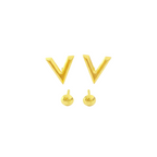 18K Real Gold V Earrings