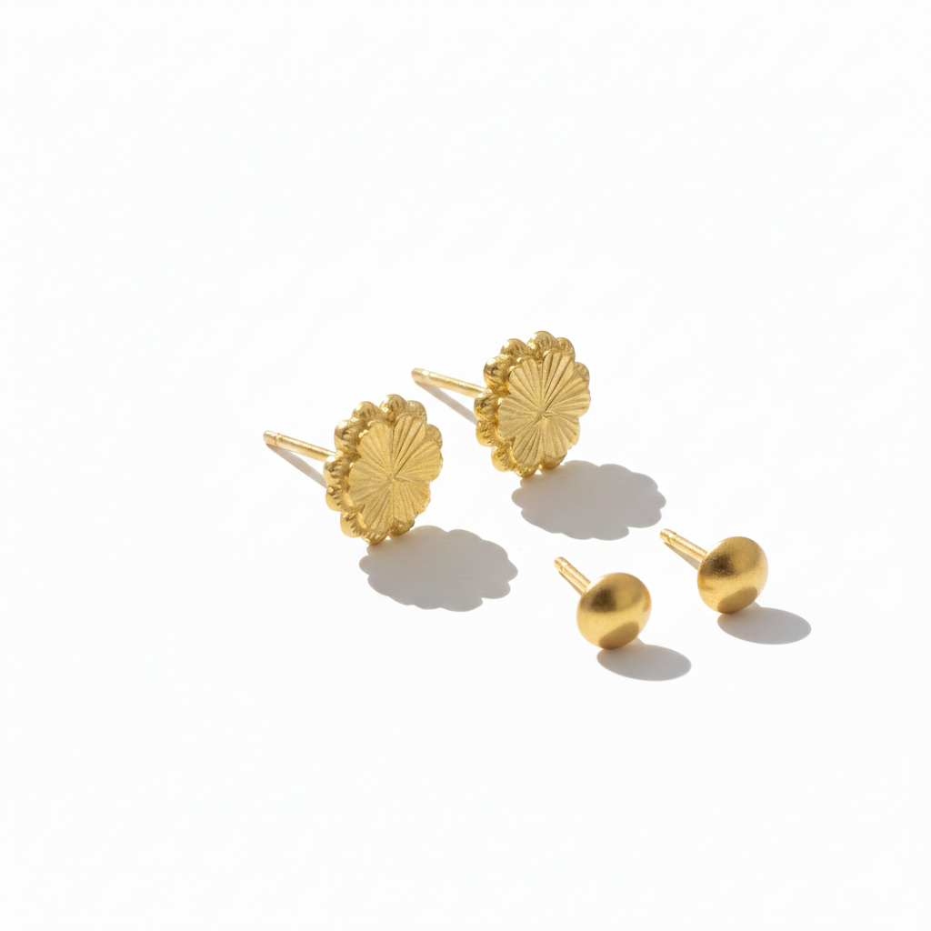 18K Real Gold CoCo Flower Earrings