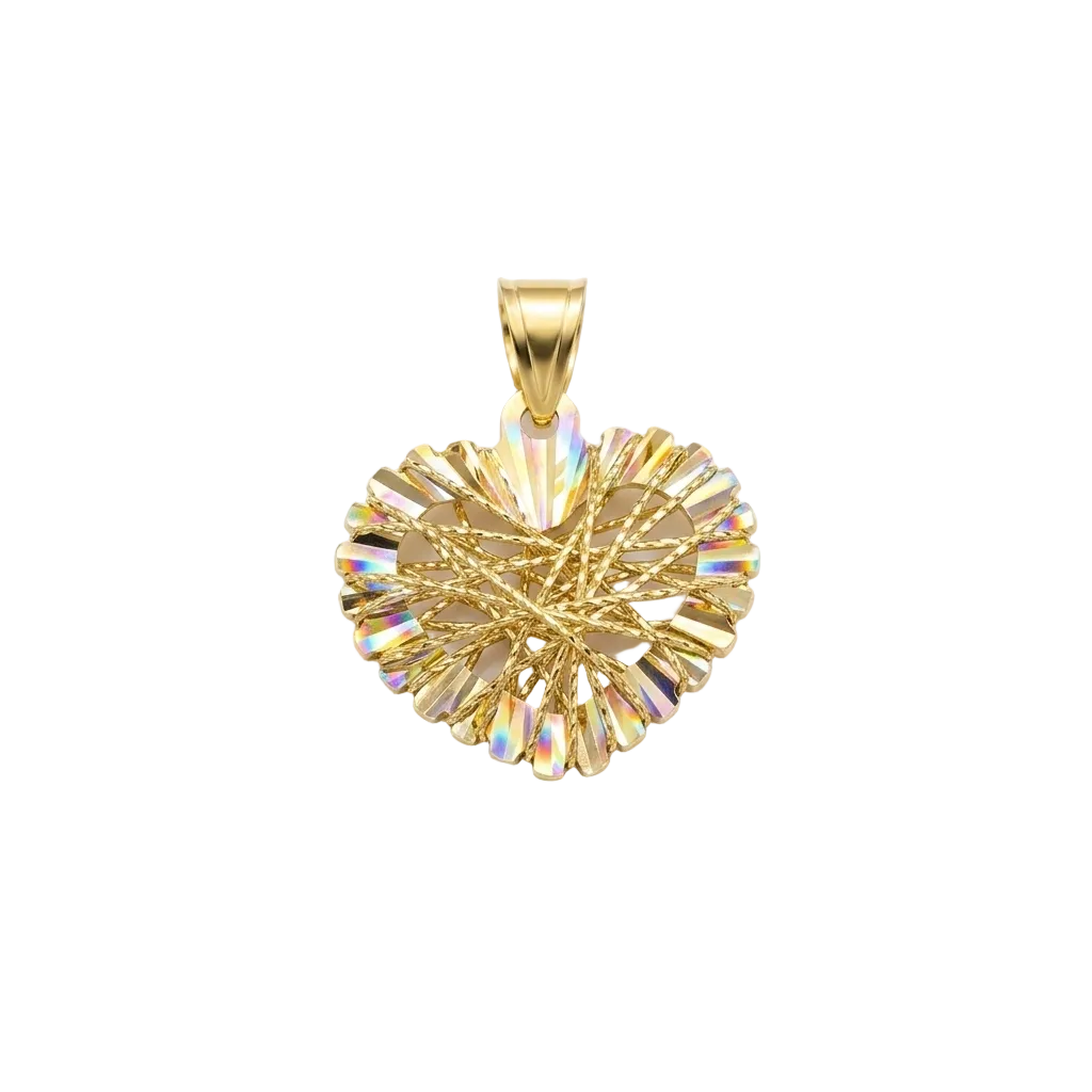 18k Gold Dia Cut Heart Pendant - 18k Gold Pendant - Embellish Gold Jewelry & Diamond