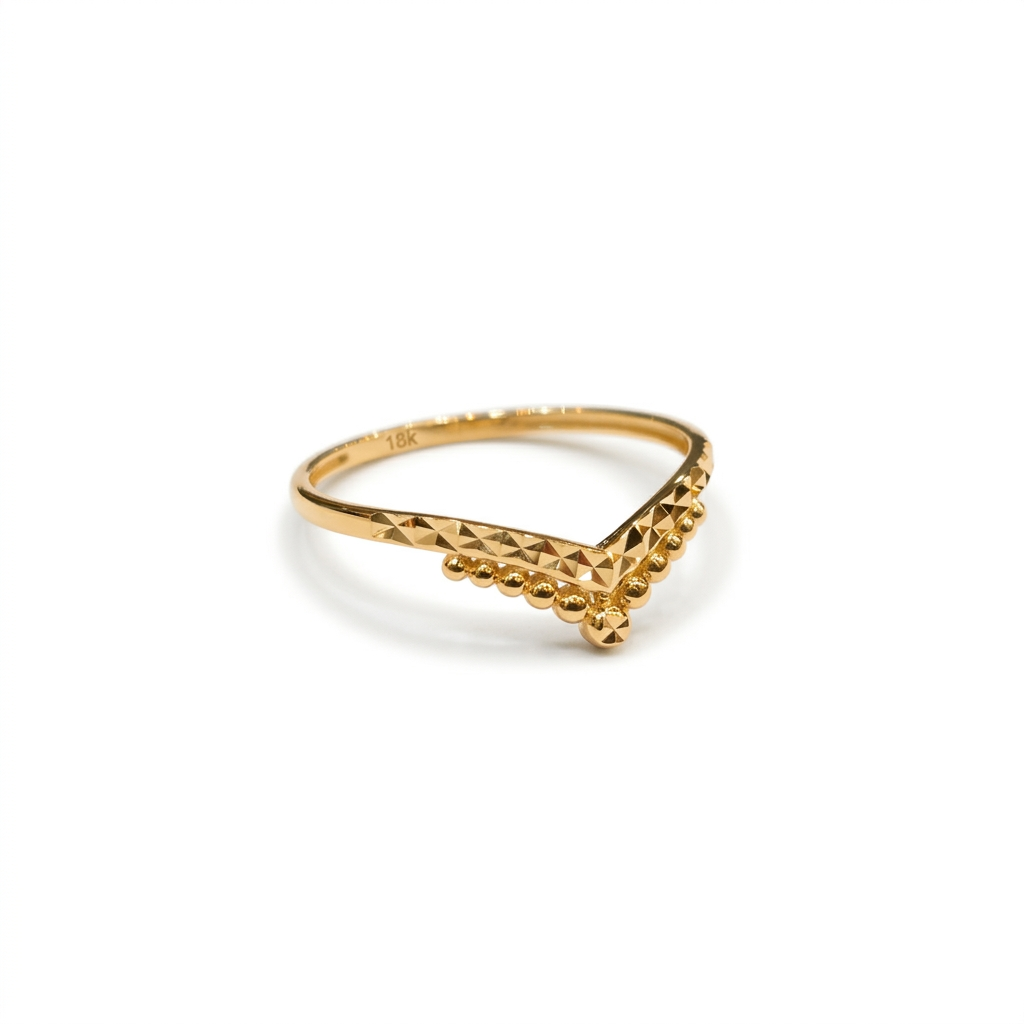 18k Gold Dia Cut V Ring