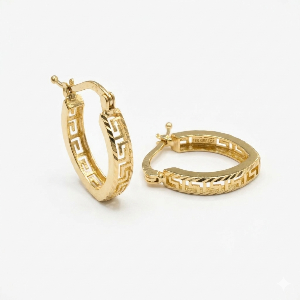 18k Gold V Shape Loop Earrings - 18k Gold Earrings - Embellish Gold Jewelry & Diamond
