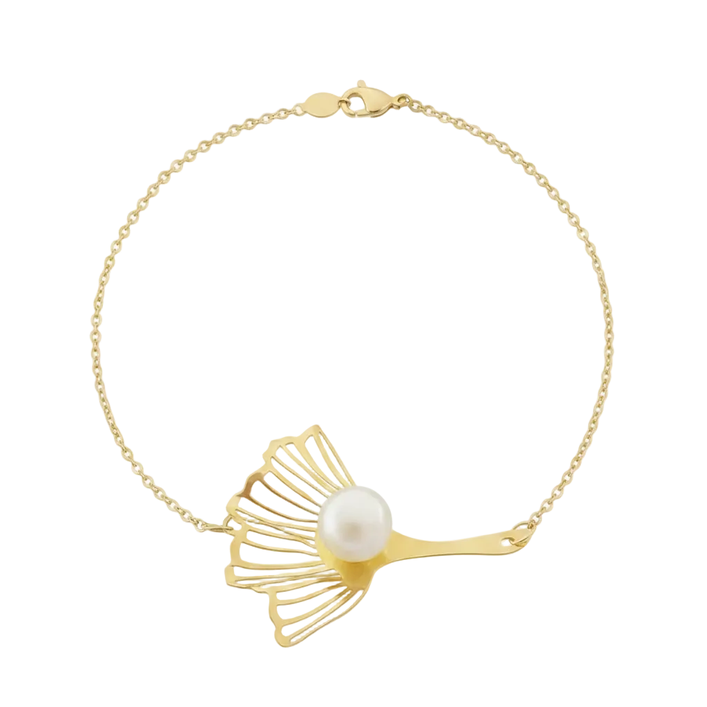 18K Real Gold Pearl Flower Bracelets
