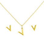 18K Real Gold V Jewelry Set