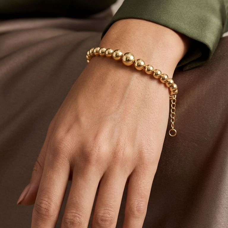 18k Gold Plain Ball Bangle - 18k Gold Bangle - Embellish Gold Jewelry & Diamond