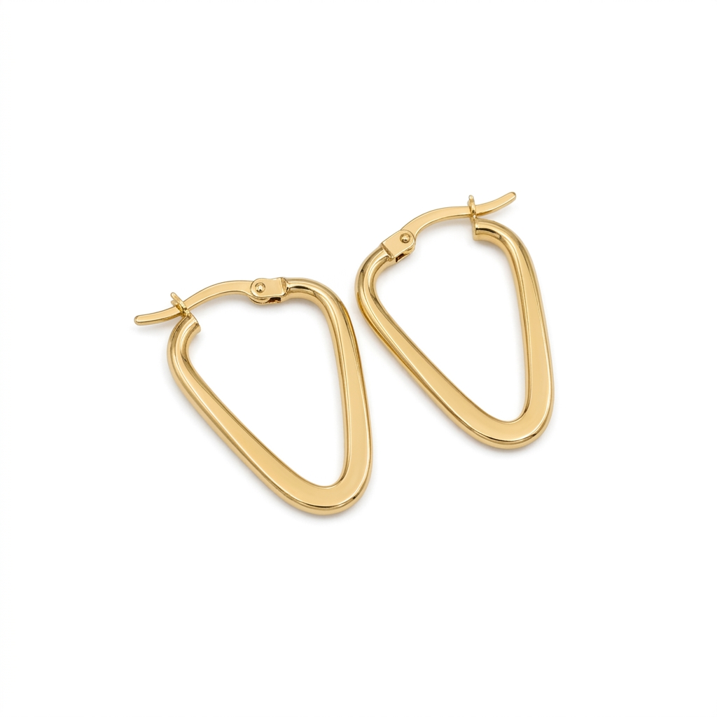 18k Gold U Oval Loop Earrings - 18k Gold Earrings - Embellish Gold Jewelry & Diamond