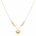 18k Gold Bubble Heart with Circleball Necklace