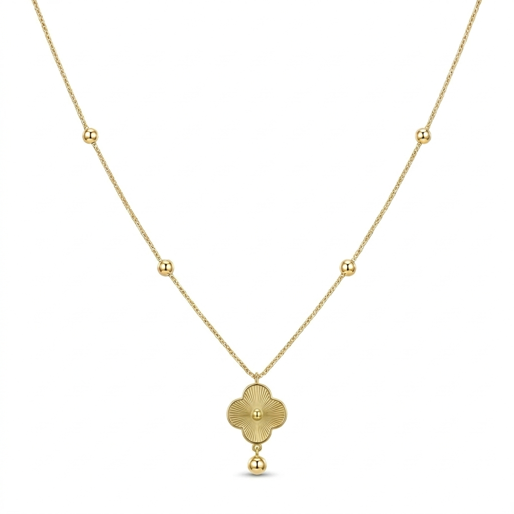 18k Gold VC Dot with Ball Necklace - 18k Gold Necklace - Embellish Gold Jewelry & Diamond