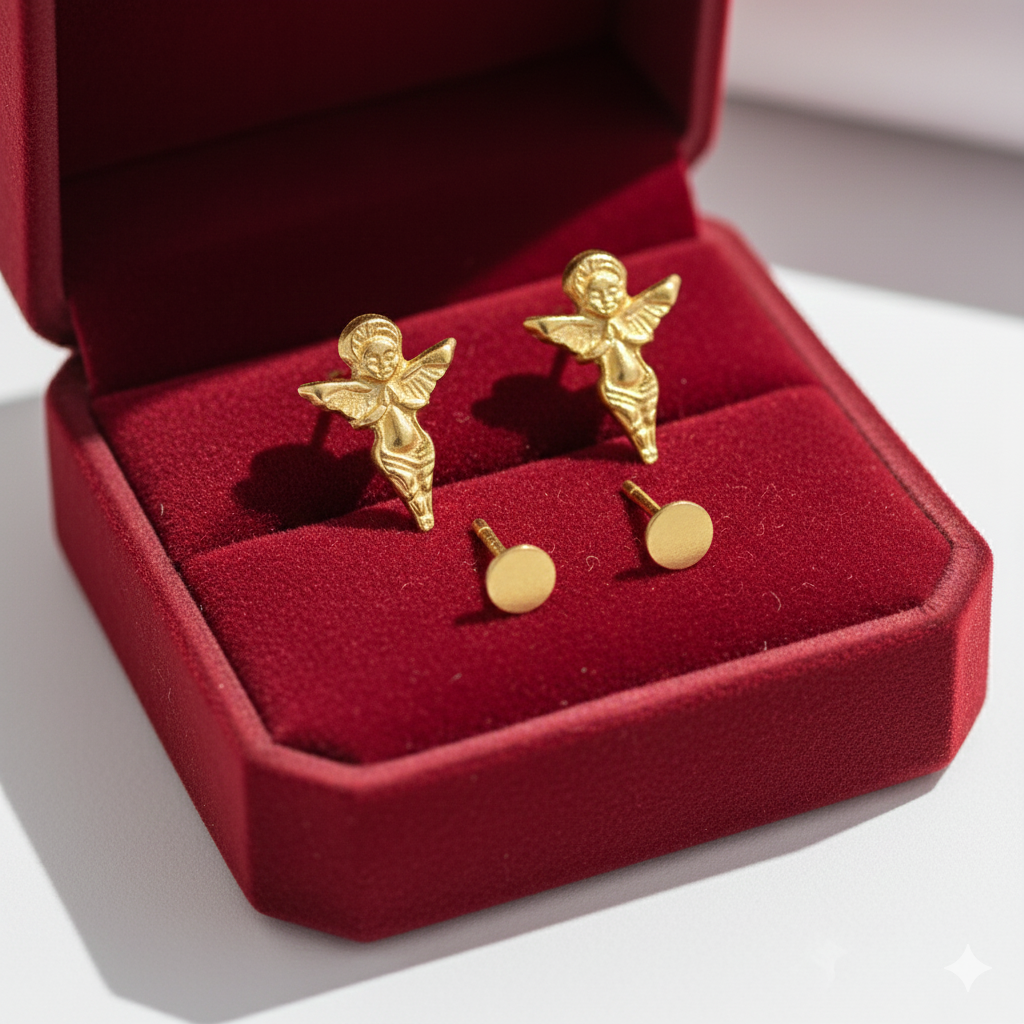 18K Real Gold Jesus Earrings