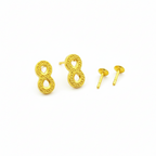 gold stud earrings shaped like the number 8, textured, on white background