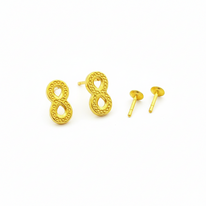 18K Gold Infinity Screw Earrings - 18k Gold Earrings - Embellish Gold