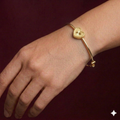 18k Gold Heart Matte Bangle