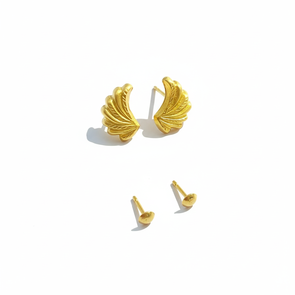 18K Real Gold Angle Fur Earrings