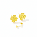 18K Real Gold Four Petals Earrings