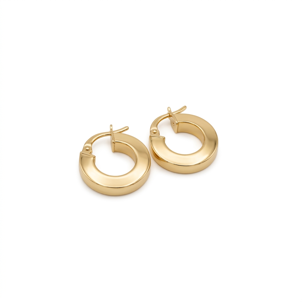 18k Gold Solid Shiny Loop Earrings - 18k Gold Earrings - Embellish Gold Jewelry & Diamond