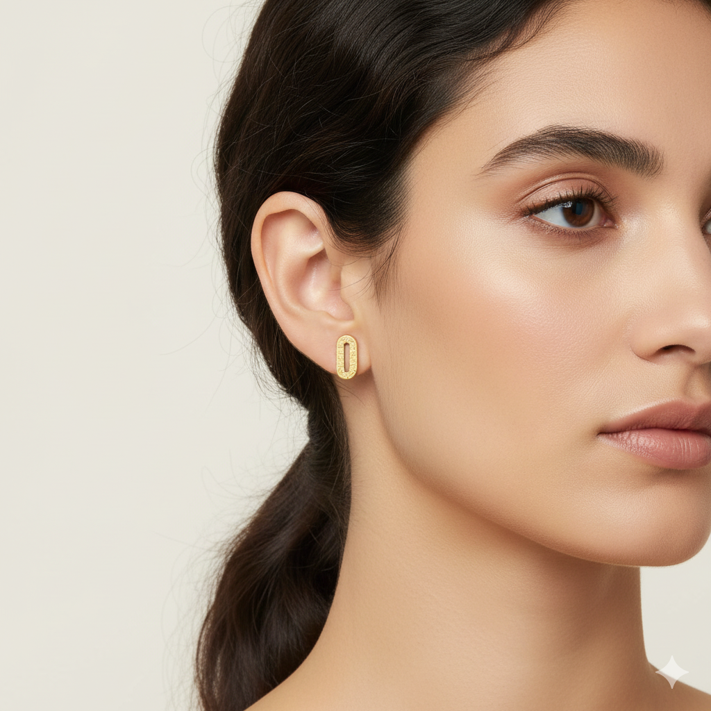 18K Real Gold Clip Style Earrings