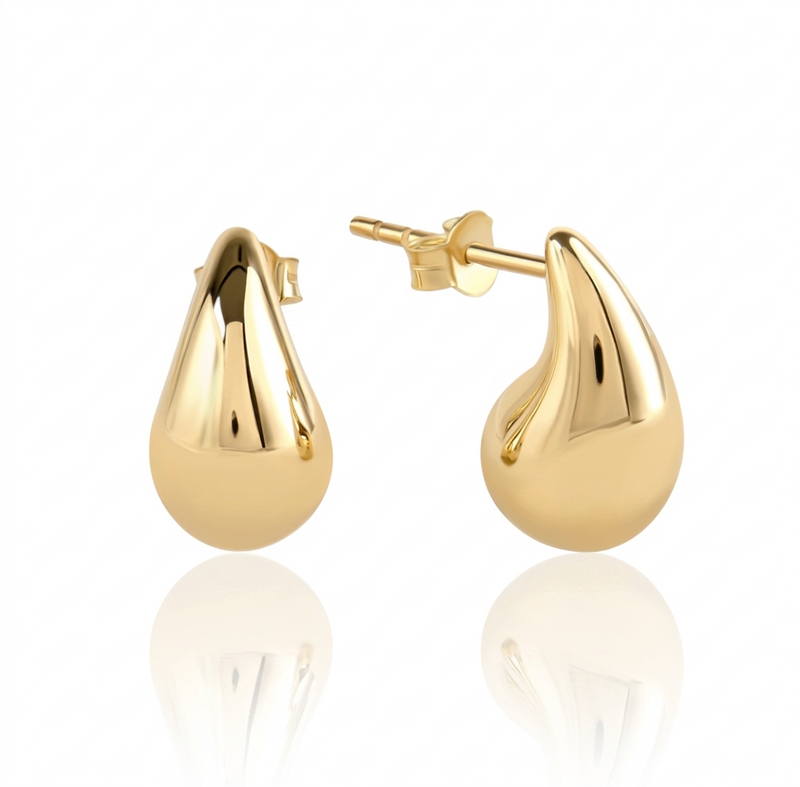 18k Gold Plain Teardrops Stud Earrings - 18k Gold Earrings - Embellish Gold Jewelry & Diamond