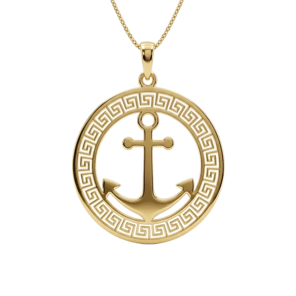 18k Gold Round Anchor Pendant - 18k Gold Pendant - Embellish Gold Jewelry & Diamond
