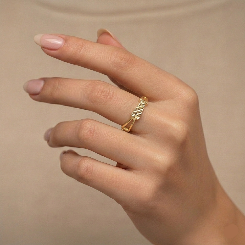 18k Gold Arrow Inspired Ring - 18k Gold Ring - Embellish Gold Jewelry & Diamond