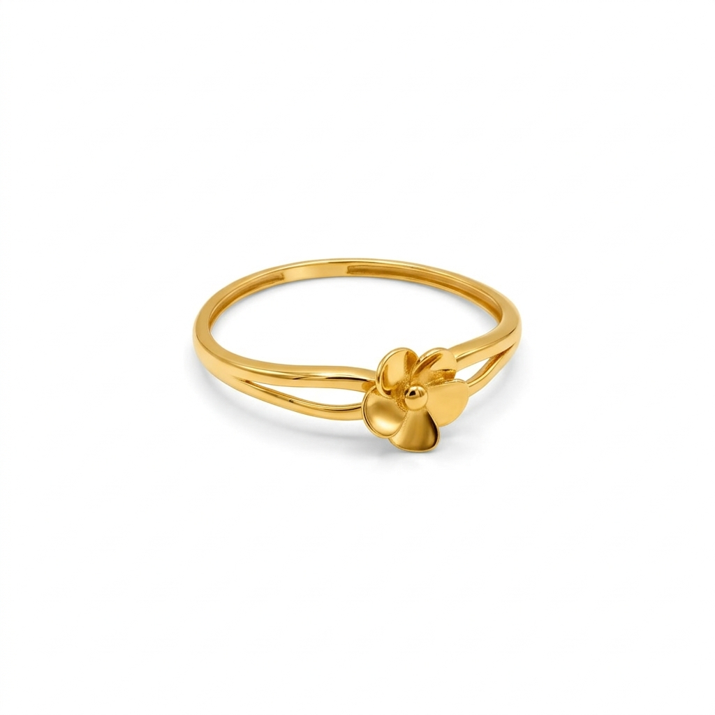 18k Gold Flower Dot Ring