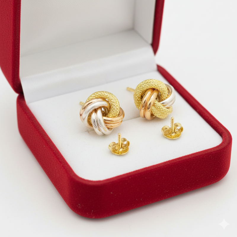 18K Real Gold Loveknot Earrings - 18k Gold Earrings - Embellish Gold