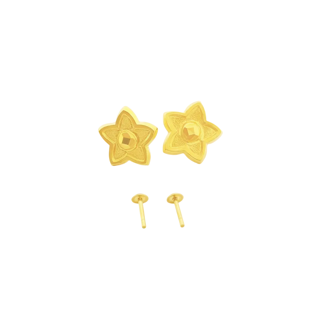 18K Real Gold  Star Dot Earrings - 18k Gold Earrings - Embellish Gold