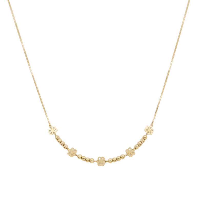 18k Gold Flower with Balls Necklace - مجموعة احتفالية - Embellish Gold Jewelry & Diamond