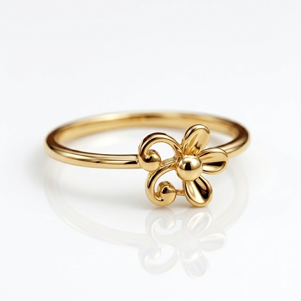 18k Gold 3 Petal Flower Ring
