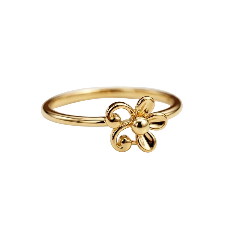 18k Gold 3 Petal Flower Ring - 18k Gold Ring - Embellish Gold Jewelry & Diamond