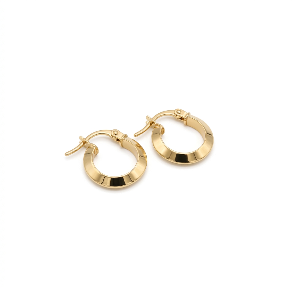 18k Gold Shiny Dia Cut Loop Earrings