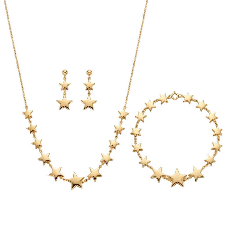 18k Gold Multi Star Jewelry Set - Premium Collection - Embellish Gold Jewelry & Diamond