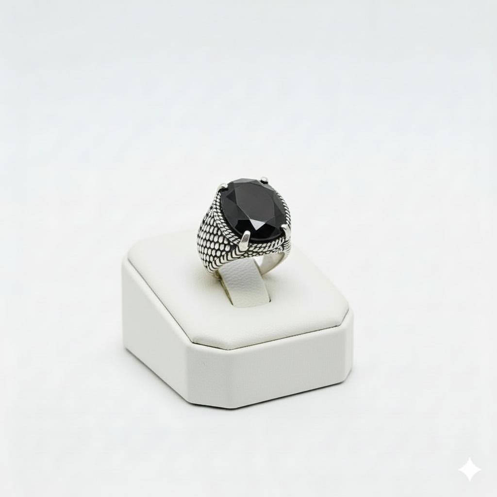 925 Silver Scale Black Stone Ring - New Launch - Embellish Gold Jewelry & Diamond