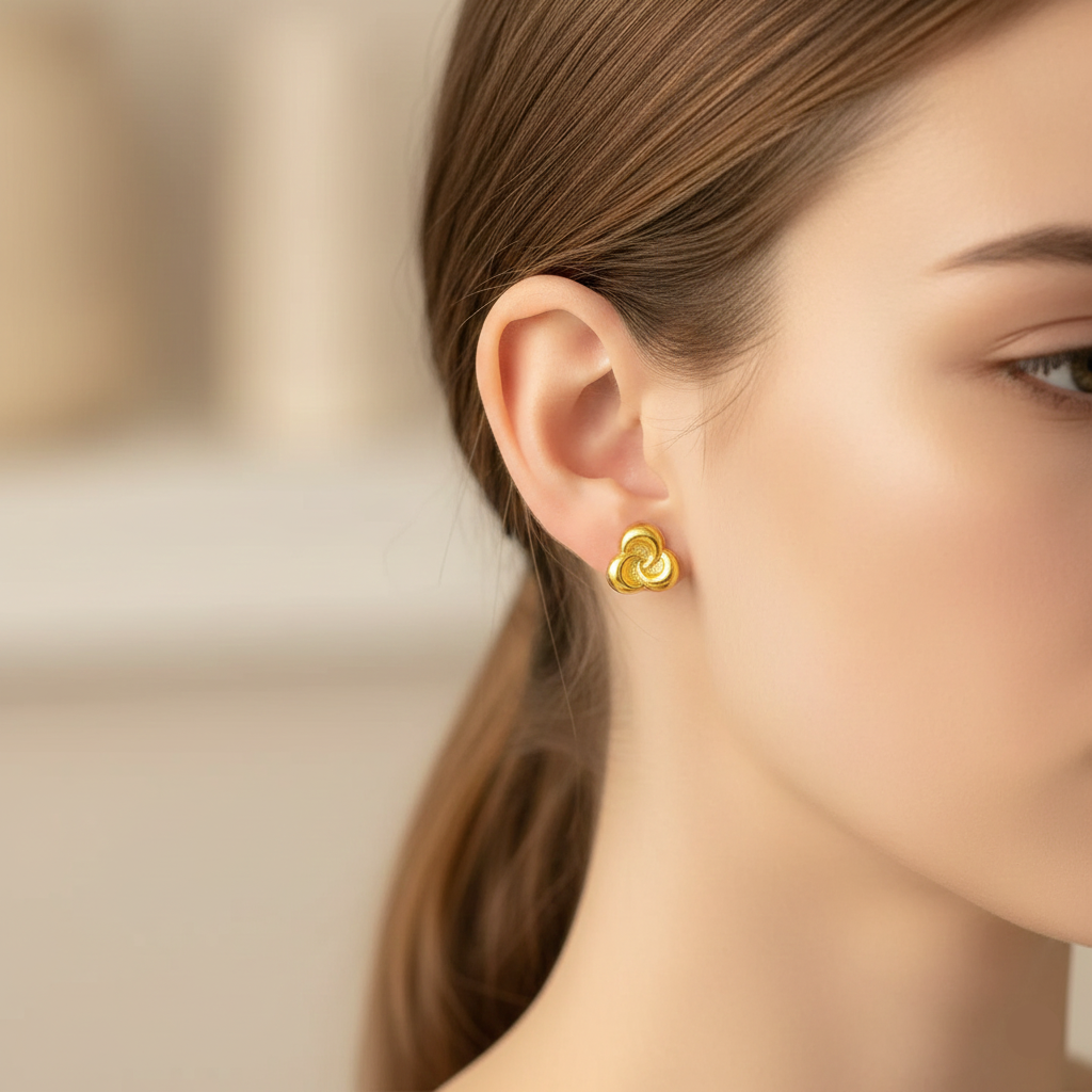 18K Real Gold  Love Knot Earrings - 18k Gold Earrings - Embellish Gold