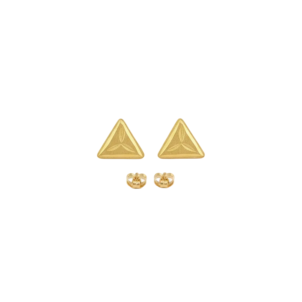 18K Real Gold Triangle Flower Earrings