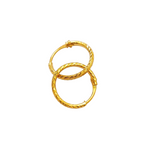 Pair of gold hoop earrings on a white background