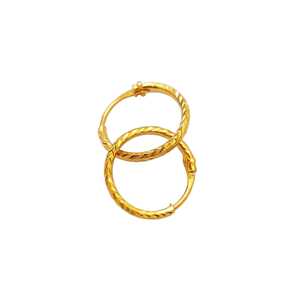 21k Gold Simple Loop Earrings - 18k Gold Earrings - Embellish Gold Jewelry & Diamond