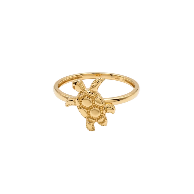 18k Gold Turtle Inspired Ring - 18k Gold Ring - Embellish Gold Jewelry & Diamond