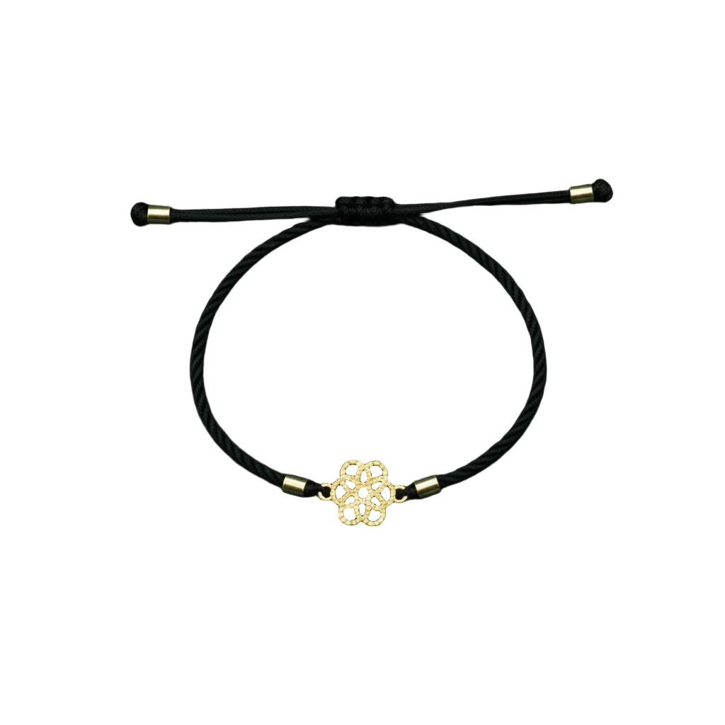 18K Real Gold Flower Lucky Charm Bracelet