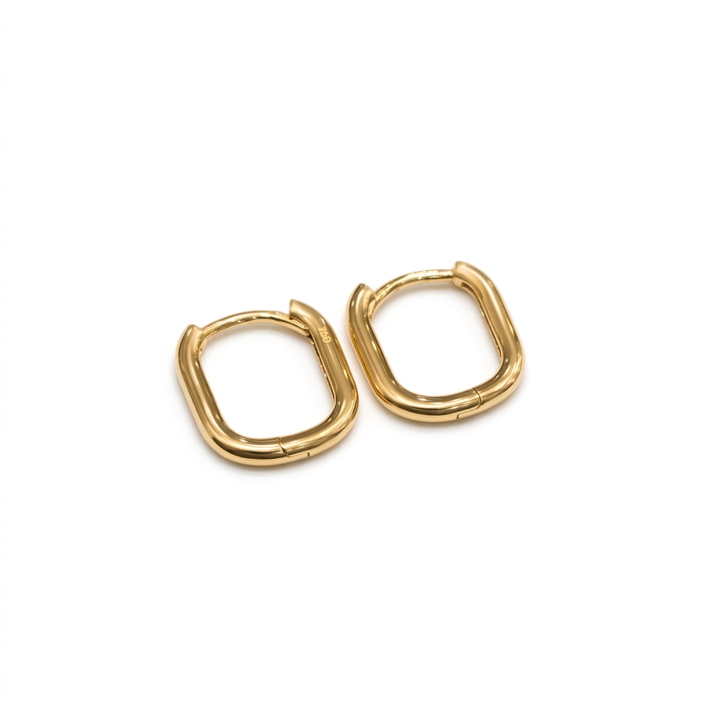 18k Gold Curvy Cube Loop Earrings - 18k Gold Earrings - Embellish Gold Jewelry & Diamond