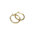 Gold hoop earrings on a white background with weight and code information.