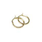 Gold hoop earrings on a white background with weight and code information.