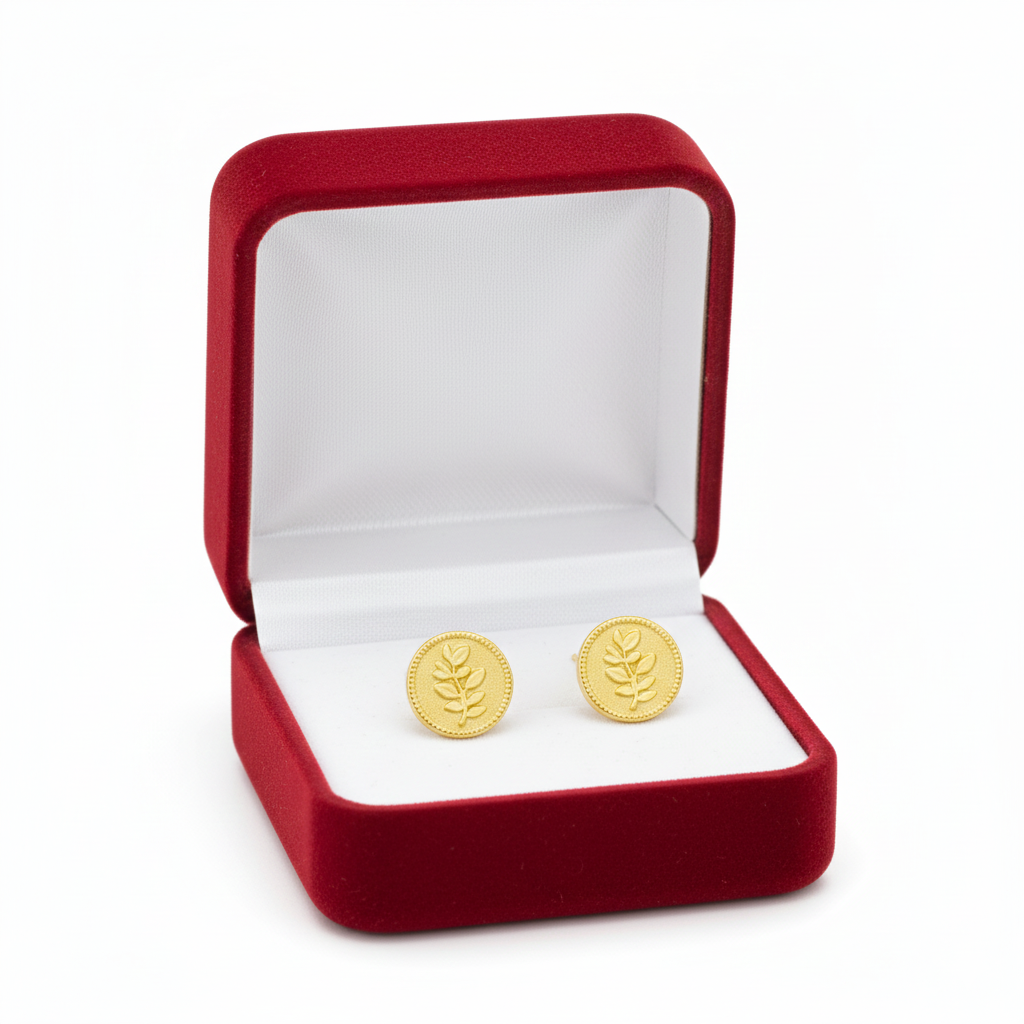 18K Real Gold  Rose Earrings